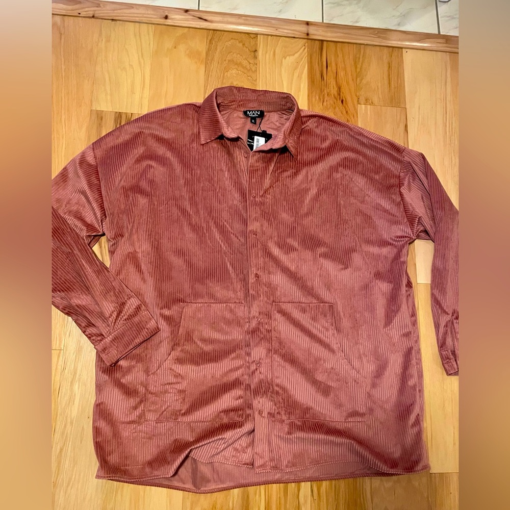 boohooMan corduroy overshirt / shacket